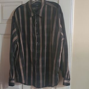 George Black and Tan Striped Casual Shirt